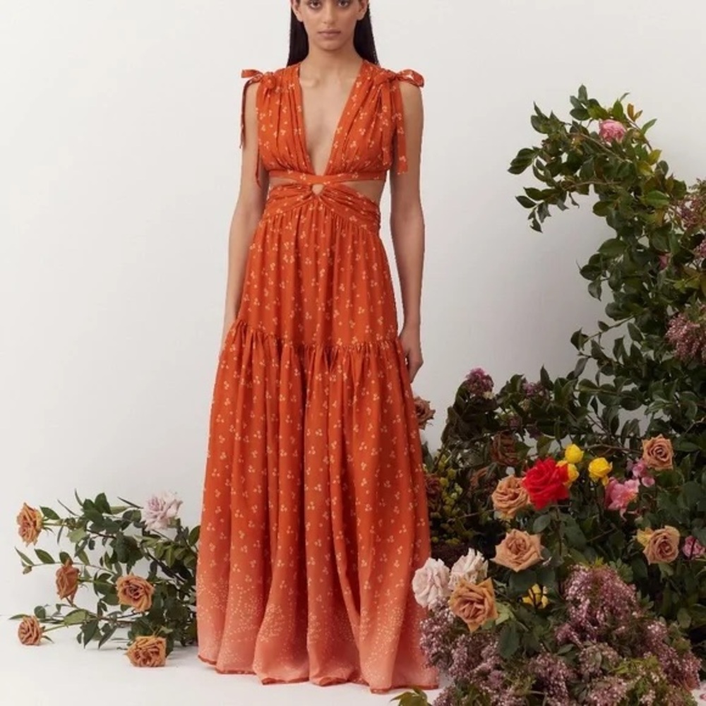 Hannah Artwear Silk Habotai Cutout Maxi Dress